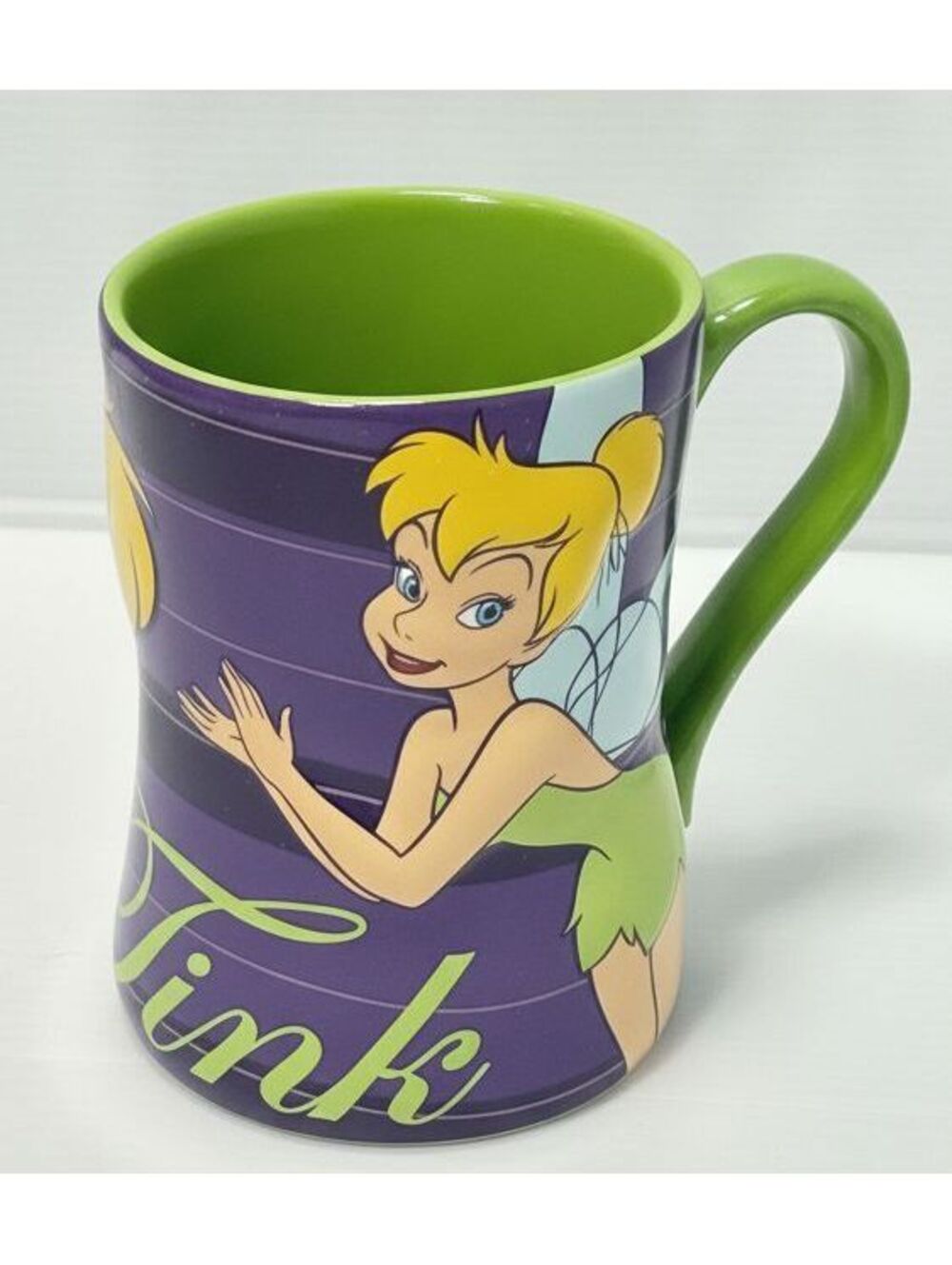 Disney Parks Tinker Bell Green Purple Large Ceramic Coffee Mug Cup